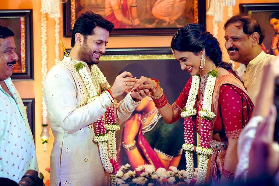 Nithiin Reddy and Shalini Kandukari marriage pics