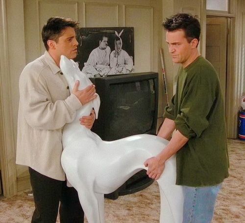 chandler joey and dog statue