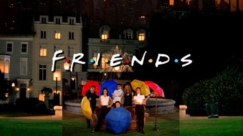 friends theme song in front of fountain
