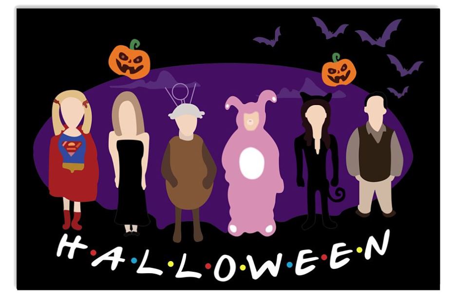 friends Halloween poster with costumes 