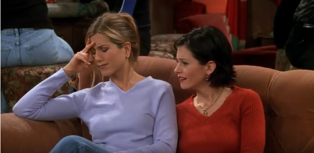 monica and rachel crying while talking about life