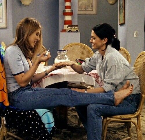 monica and rachel having manicure